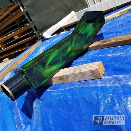 Powder Coating: Truck,Automotive,Clear Vision PPS-2974,GLOSS BLACK USS-2603,Exhaust,Forrest Green PSS-4827