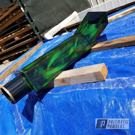 Powder Coating: Forrest Green PSS-4827,Exhaust,Clear Vision PPS-2974,Automotive,Truck,GLOSS BLACK USS-2603