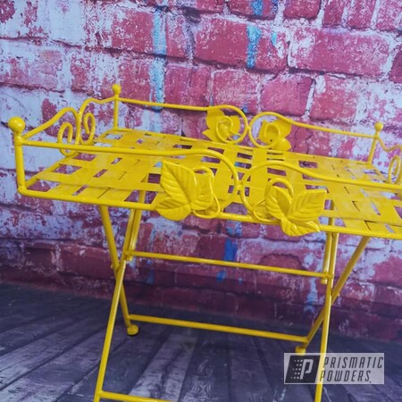 Powder Coating: Patio Furniture,Table,Serving Cart,Outdoor Furniture,RAL 1003 Signal Yellow