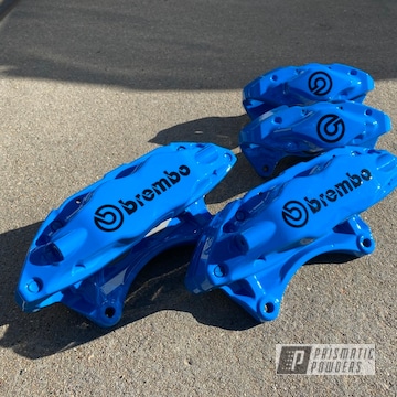 Powder Coated Subaru Brembo Brake Calipers In Pps-2974 And Pss-1715