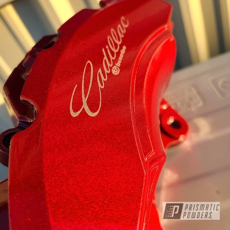 Powder Coating: Automotive,Calipers,LOLLYPOP RED UPS-1506,Brembo,Cadillac CTS,Alien Silver PMS-2569,Brembo Brakes,Cadillac