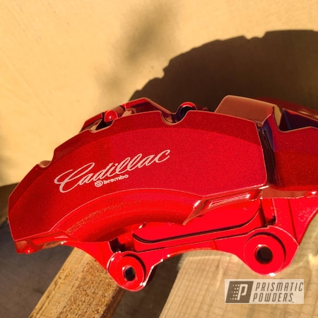 Powder Coating: Brembo,Brembo Brakes,Cadillac CTS,Alien Silver PMS-2569,LOLLYPOP RED UPS-1506,Automotive,Calipers,Cadillac