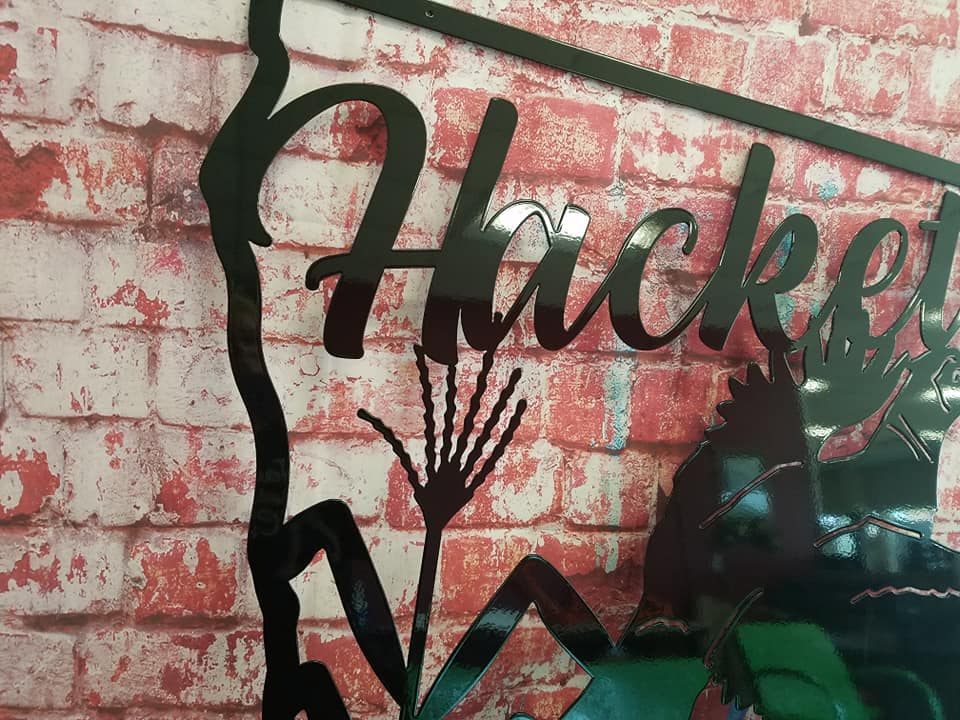 Plasma Cut Metal Signs done in Ink Black | Prismatic Powders