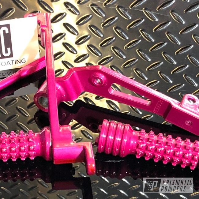 Motorcycle Parts Powder Coated In Illusion Pink And Clear Vision 