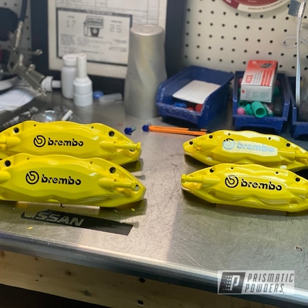 Powder Coating: Brembo,Electric Yellow PSS-2834,Brembo Caliper,Clear Vision PPS-2974,Brembo Brake Calipers,Automotive,GLOSS BLACK USS-2603,Brake Calipers,Brakes