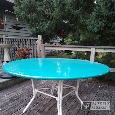 Powder Coating: Patio Furniture,NATIVE TURQUOISE PSS-2791,Retro Patio Table,RAL 9010 Pure White,Furniture