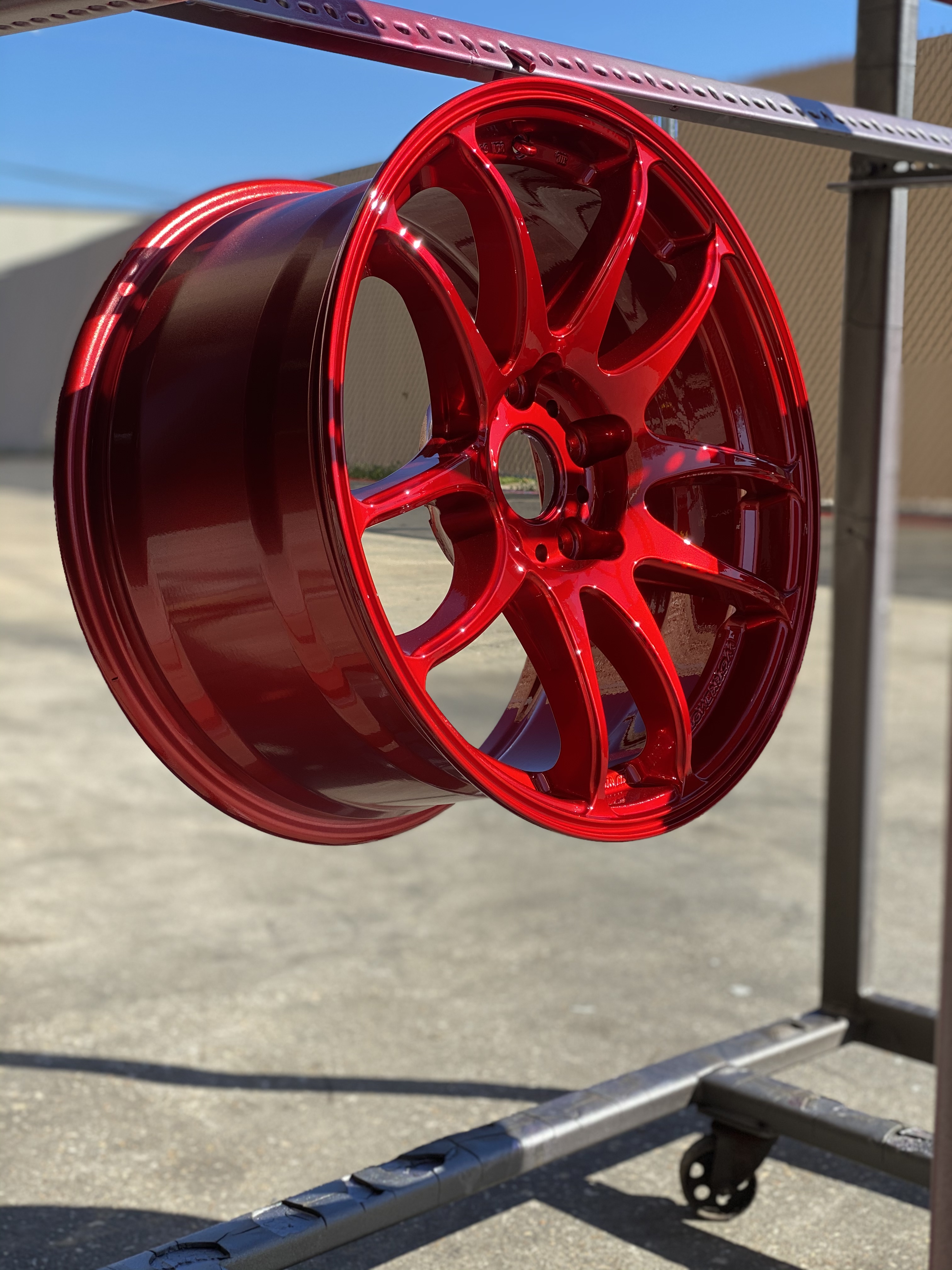 Custom Rims coated in Lollypop Red | Prismatic Powders