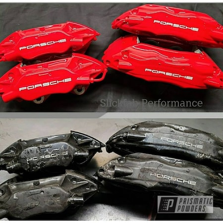 Powder Coating: Clear Vision PPS-2974,Porsche,Red Wheel PSS-2694,Automotive,Calipers,Brake Calipers