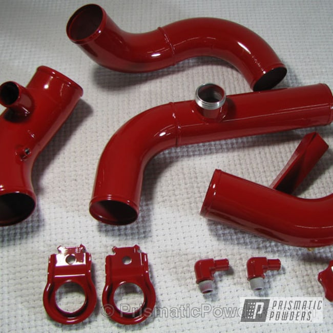 Engine Parts Coated In Our Flag Red Powder Coat