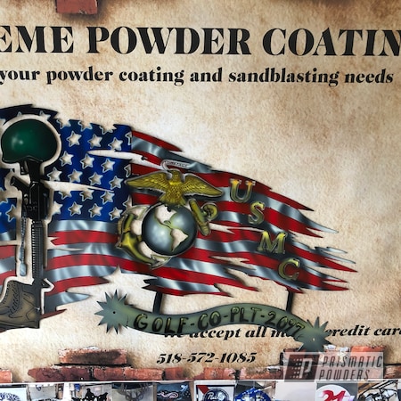 Powder Coating: American Flag,Clear Vision PPS-2974,Metal Sign,Flags