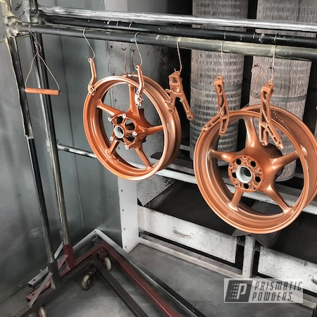 Powder Coating: Motorcycles,Work,Alloy Wheels,Clear Vision PPS-2974,Copper Coin PPB-7009,Aluminum,Aluminum Rims,Wheels