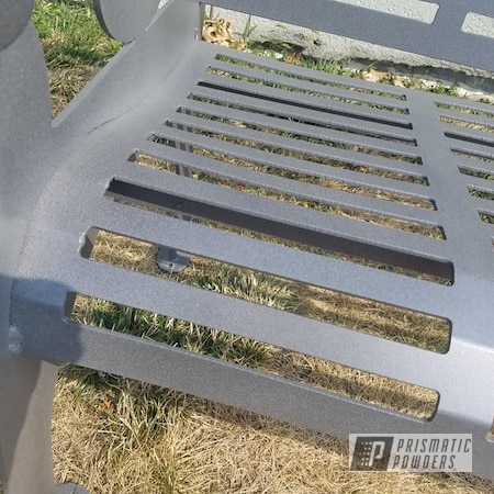 Powder Coating: Custom Park Bench,Desert White Wrinkle PWS-2763,Custom Mix,PEWTER TEXTURE UTS-1269,Park Bench,Patio Bench,Outdoor Furniture,Custom Outdoor Furniture