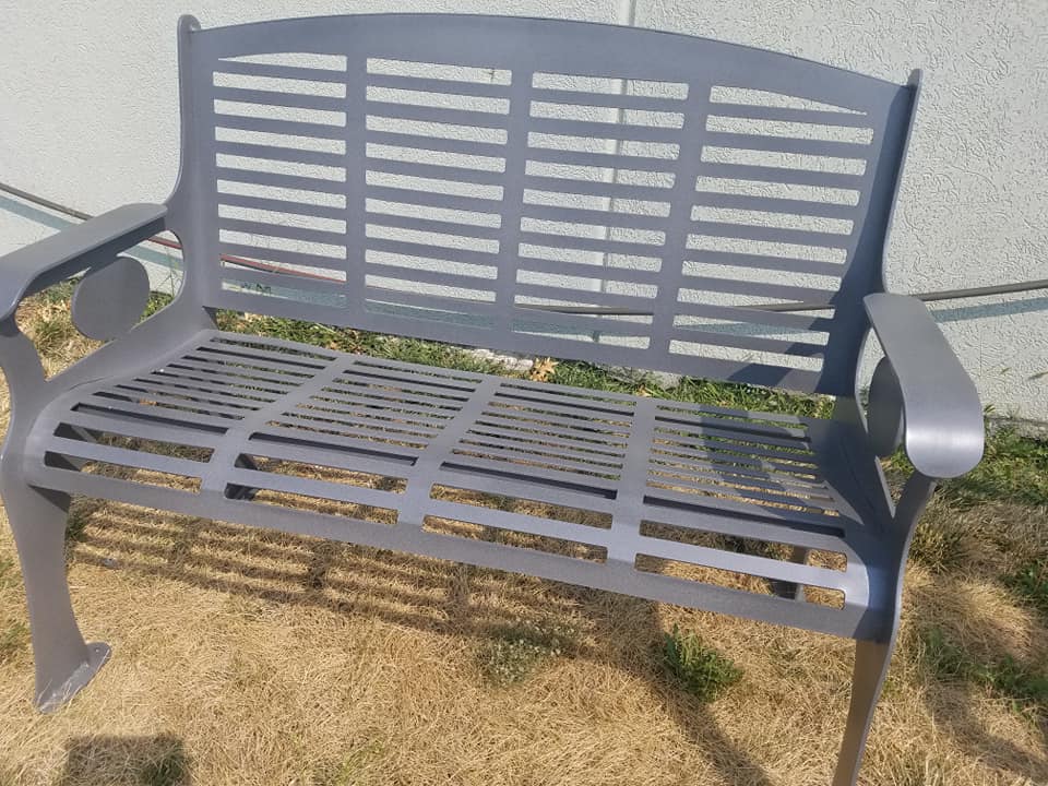 Outdoor Patio Bench done in Pewter Texture and Desert White Wrinkle ...