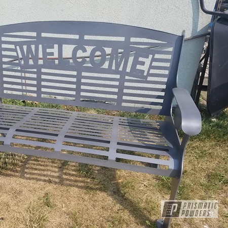 Powder Coating: Custom Park Bench,Desert White Wrinkle PWS-2763,Custom Mix,PEWTER TEXTURE UTS-1269,Park Bench,Patio Bench,Outdoor Furniture,Custom Outdoor Furniture