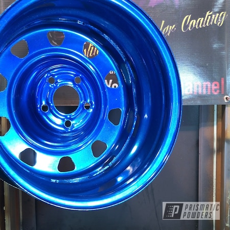 Powder Coating: Booty Blue PPB-2757,Wheels,Automotive,SUPER CHROME II PSS-10300,Steel,Hyundai,Steel Rims