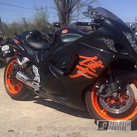 Powder Coating: Motorcycles,Orange,Clear Vision PPS-2974,Silver Sparkle PPB-4727,Wheels