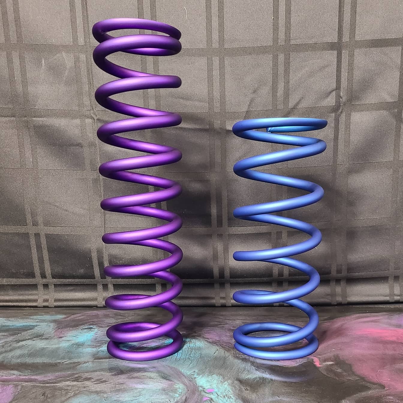 Shock Spring Powder Coating Custom Springs finished with Illusion Purple, Super Chrome II, Casper ...