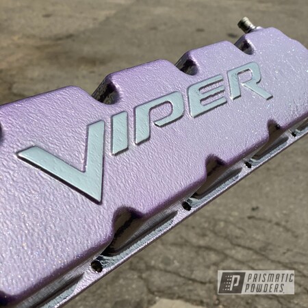 Powder Coating: Automotive,Viper,Pearl Lavender PPB-6384,srt10,Dodge,SUPER CHROME II PSS-10300,Car Parts,Valve Cover