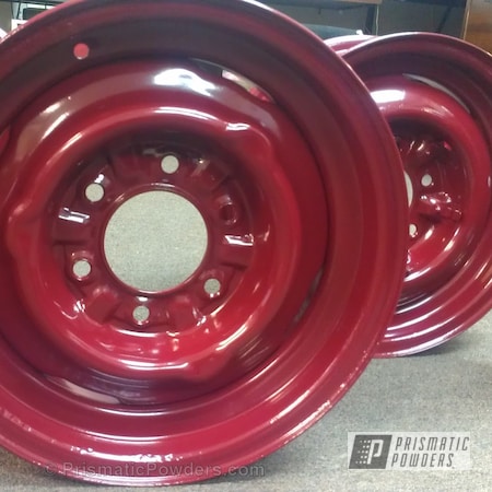Powder Coating: powder coating,55 Chevy Steelies,red wheels,Prismatic Powders,Custom Wheels,powder coated,RAL 3004 Purple Red,Wheels