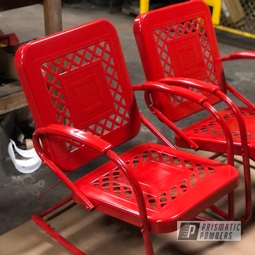 Powder Coated Steel Patio Furniture In Flame Red