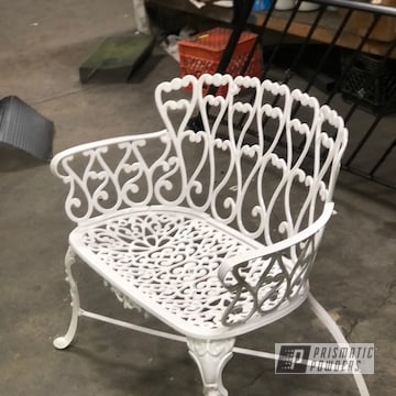 Powder Coated Antique Wrought Iron Bench In Signal White