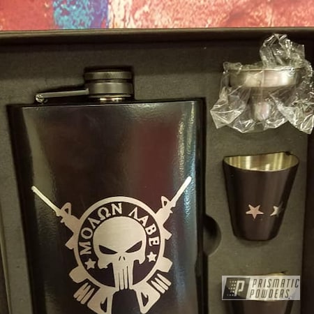 Powder Coating: Drinkware,Flask Set,Punisher,GLOSS BLACK USS-2603,HOGG,Stainless Steel Drinkware