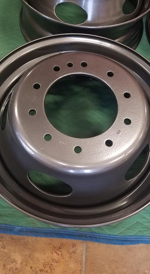 Dually Truck Rims coated in Kingsport Grey | Prismatic Powders