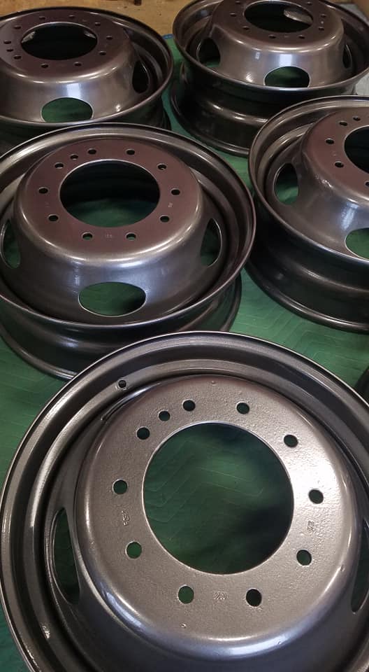 Dually Truck Rims coated in Kingsport Grey | Prismatic Powders
