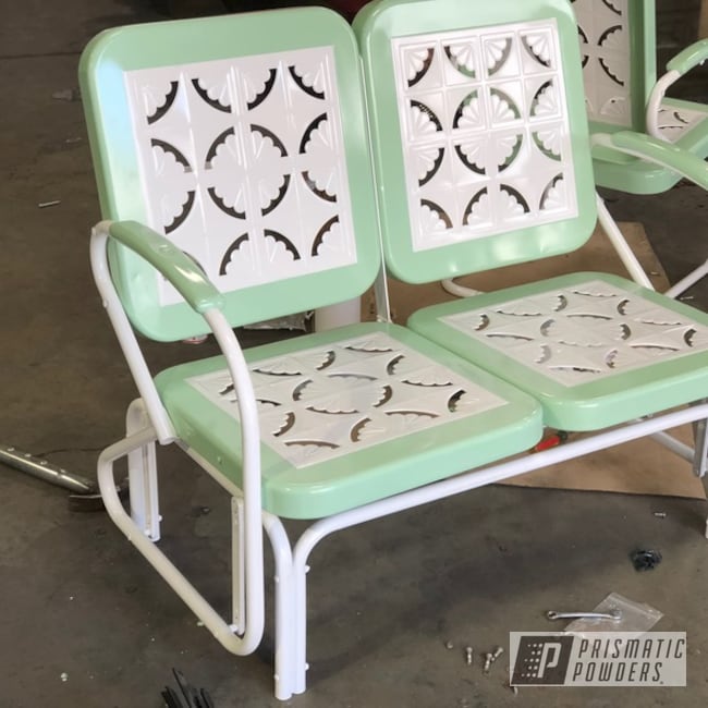 Powder Coated Two Tone Patio Chairs In Ral 9000 And Ral 6021