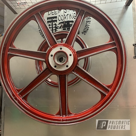 Powder Coating: Motorcycles,Lester,2 Stage Application,Vibrant Silver Vein PVB-5825,GL1000,Accessories,Alloy Wheels,DAZZLING RED UPB-1453,Custom Motorcycle Wheels,Honda,Motorcycle Parts