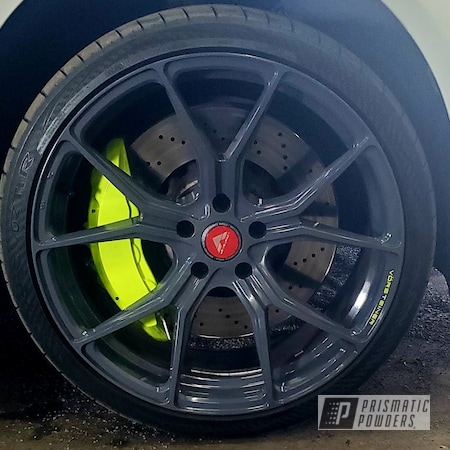Powder Coating: 2 Color Application,Alloy Wheels,Cannon Grey PSS-2748,BMW,M6,Chartreuse Sherbert PSS-7068,Wheels