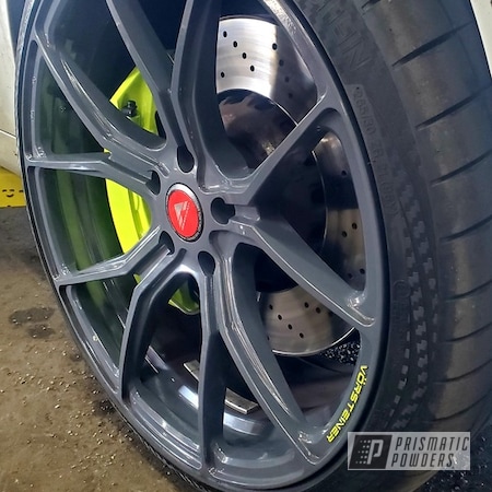 Powder Coating: Wheels,Alloy Wheels,2 Color Application,Chartreuse Sherbert PSS-7068,BMW,M6,Cannon Grey PSS-2748