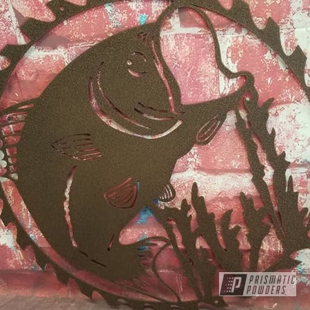 Powder Coating: Metal Art,Fishing,Bass,Splatter Copper PWB-2878,Metal Sign