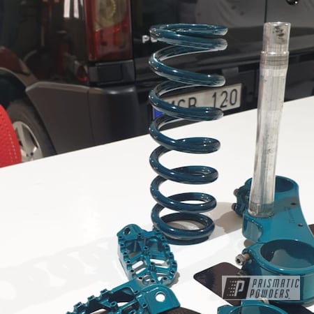 Powder Coating: KTM,Footpegs,Motorcycle Parts,Accessories,SUPER CHROME II PSS-10300,Tripleclamp,shock spring,Cortez Teal PPS-4477