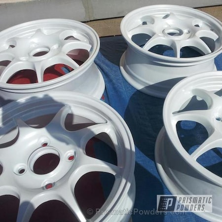 Powder Coating: Wheels,Custom,Pearl white honda wheels,Pearl White PMB-4364,White,powder coating,powder coated,Prismatic Powders