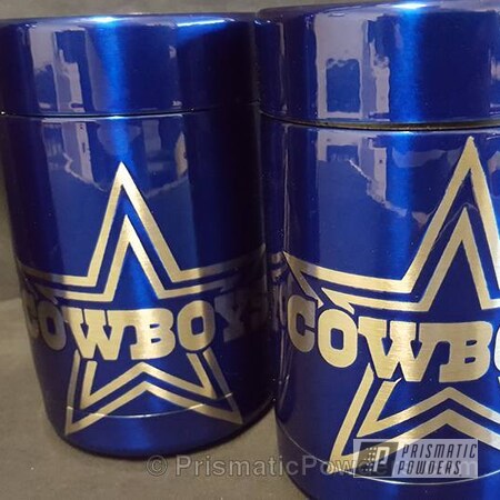 Powder Coating: Dallas Cowboys Theme,Miscellaneous,Single Powder Application,Custom Koozies,Custom Bottle Keepers,Solid Tone,Cheater Blue PPB-6815,NFL Football