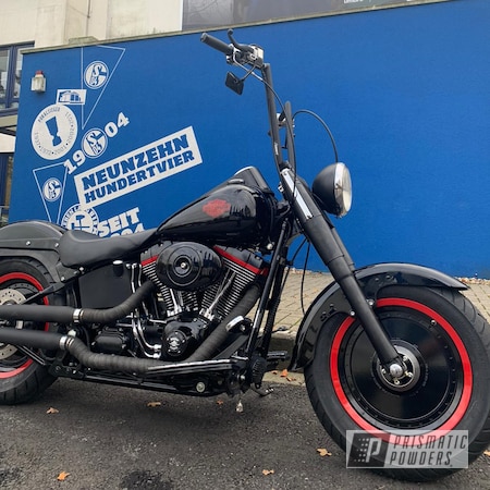 Powder Coating: Harley Davidson,Clear Vision PPS-2974,Hard Red PSS-5394,Motorcycle Parts,Ink Black PSS-0106,Two Coat Application,parts,Motorcycles,Harley