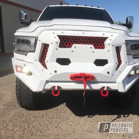 Powder Coating: Passion Red PSS-4783,Dodge Ram,Polar White PSS-5053,custom bumper,Bumpers,Truck