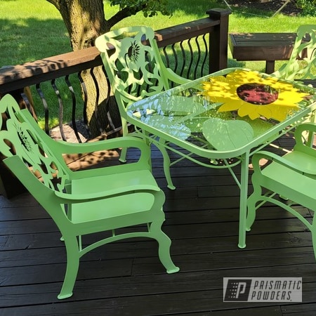 Powder Coating: Stem Green PSB-6605,Iris Maroon PSB-4974,Sunshine Yellow PSS-2600,Patio Furniture,Patio Set,Outdoor Furniture,Furniture