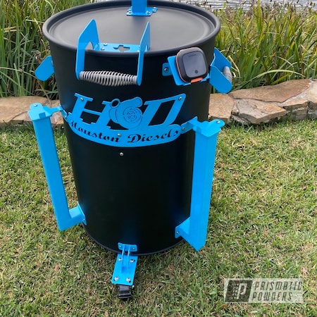 Powder Coating: Flatter Black ESS-4441,Outdoor Grill,Meat Smoker,Smoker,Slow Cook,Shattered Glass PPB-5583,Powder Blue PSS-4009