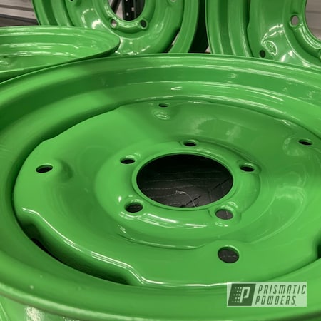 Powder Coating: Wheels,Tractor Green PSS-4517,Steelies,Steel Wheels