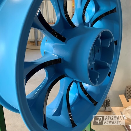 Powder Coating: Ink Black PSS-0106,Gumball Blue PSS-6928,Motorcycle Wheels,Wheels,Two Tone