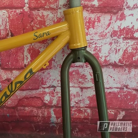 Powder Coating: Dana Sage PMB-6350,Bicycle,Mustard Nugget PMB-6881,Two Tone,Bicycle Frame
