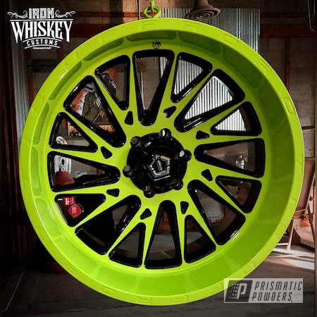Powder Coating: Ink Black PSS-0106,Rims,Clear Vision PPS-2974,22",Two Tone Wheels,Chartreuse Sherbert PSS-7068,Wheels,Two Tone
