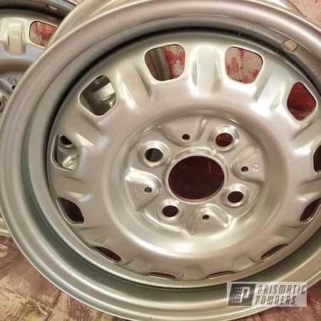 Powder Coating: Steel Wheels,Automotive Rims,Automotive Wheels,14" Steel Wheels,Automotive,Crushed Silver PMB-1544,Wheels,Steel Rims