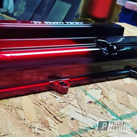 Powder Coating: Ink Black PSS-0106,Valve Cover,2 Color Application,2 Stage Application,Integra,Fade,Acura,Illusion Cherry PMB-6905,Clear Vision PPS-2974,Aluminum,Color Fade