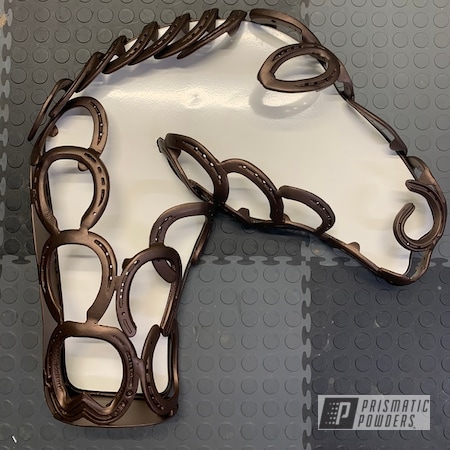 Powder Coating: Horsehead,Pearl White PMB-4364,Handmade,Art,VANDOOZY COPPER UMB-6675,horse