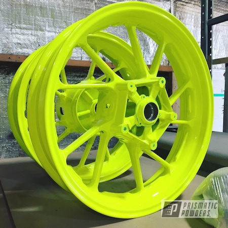 Powder Coating: Motorcycle Wheels,Neon Yellow PSS-1104,Wheels