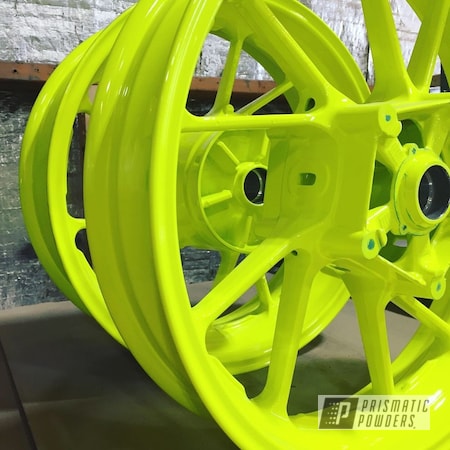 Powder Coating: Motorcycle Wheels,Neon Yellow PSS-1104,Wheels