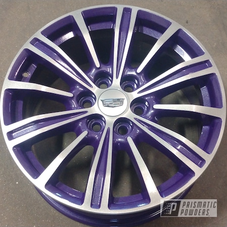 Powder Coating: Purple Mist PMB-5345,Rims,Heavy Silver PMS-0517,18" Aluminum Rims,Alloy Wheels,Clear Vision PPS-2974,Two Tone Wheels,Cadillac,Wheels,Two Tone